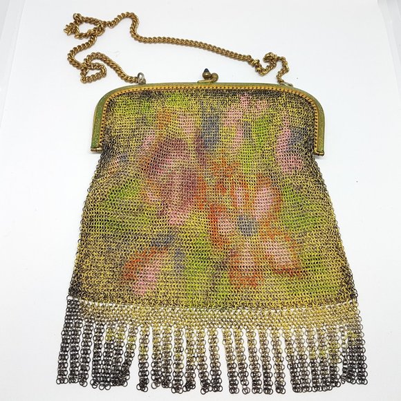 Handbags - Antique Art Nouveau Mesh Floral Purse 1920s Flower